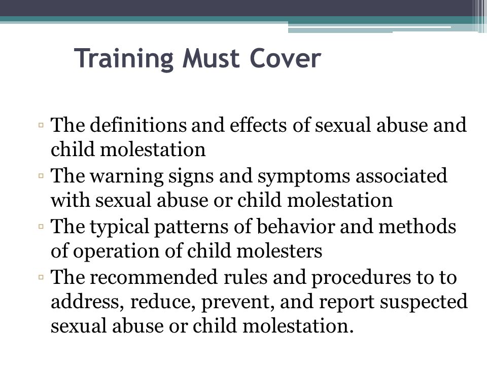 Signs and symptoms of sexual abuse in toddlers